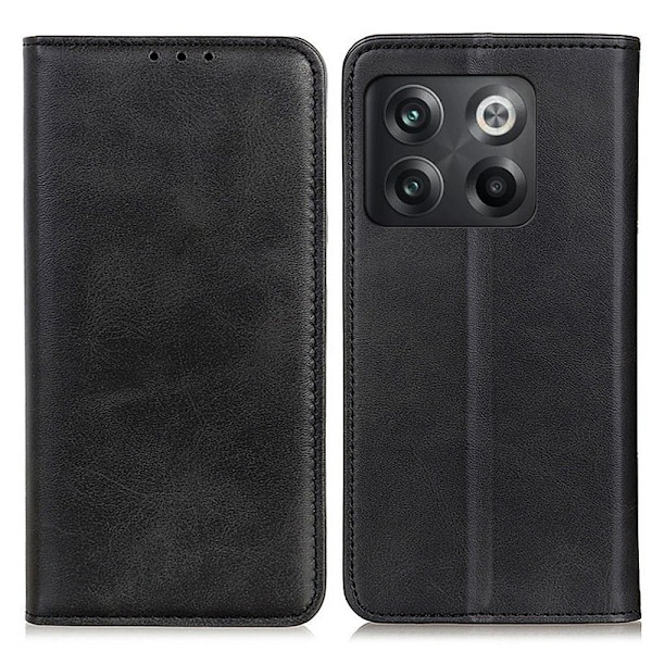 Lompakko-style Aitoa Nahkaa Läppäkotelo For OnePlus Ace Pro / 10t - Musta Black