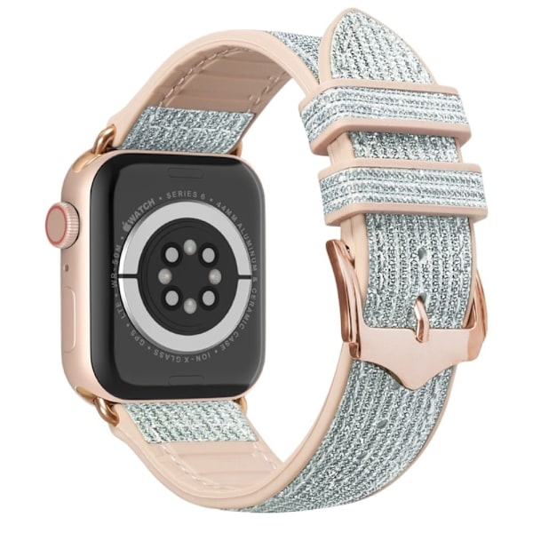 Apple Watch (41mm) urrem i glitrende læder - Sølv Silver grey