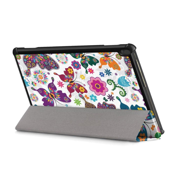 Lenovo Tab M10 tri-fold pattern leather case - Butterfly Multicolor