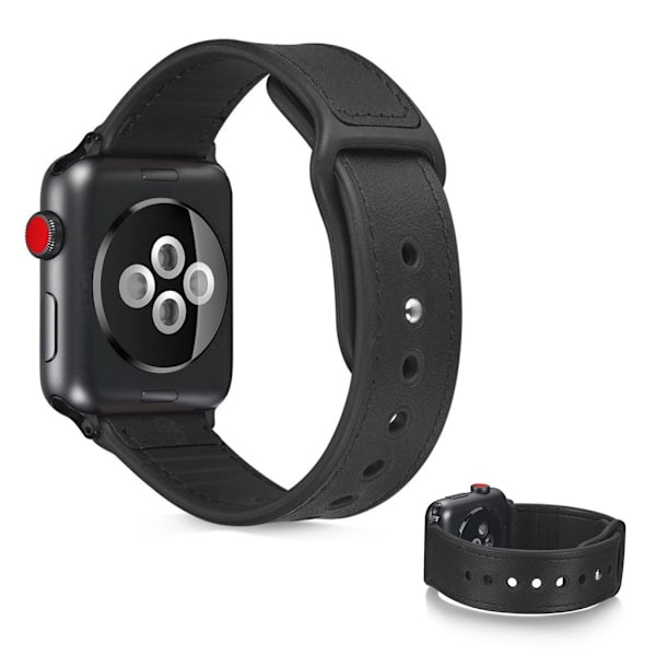 Apple Watch Series 6 / 5 40mm elegant læder rem - sort Black