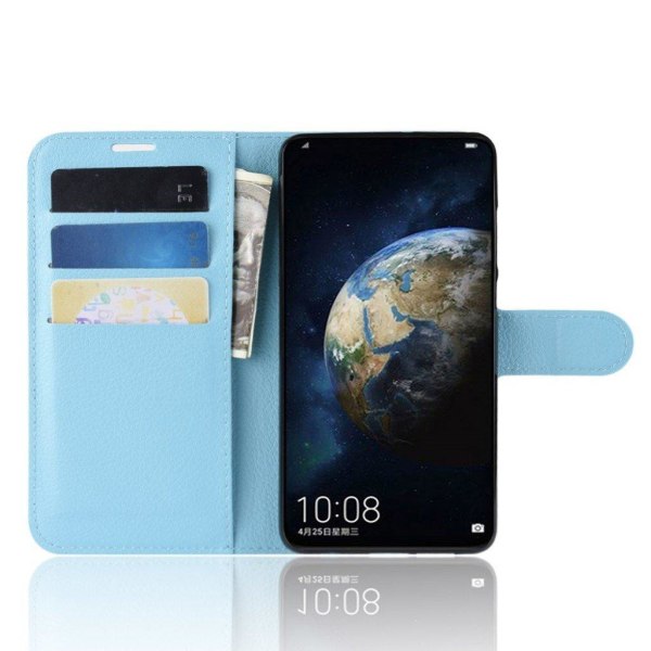 Huawei P30 litsi tuntuinen nahkainen flip Suojakotelo - Sininen Blue