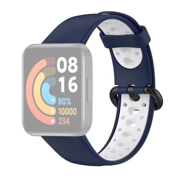 Xiaomi Redmi Watch 2 dobbeltfarvet silikoneurrem - Blå / Hvid Blue