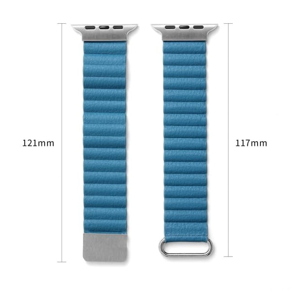 Apple Watch Series 8 (41mm) urrem i ægte læder med litchi-tekstur - Sort Spænde / Grå Black
