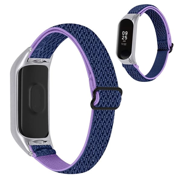 Xiaomi Mi Band 5 elastiskt klockarmband i nylon - Lila / Blå multifärg