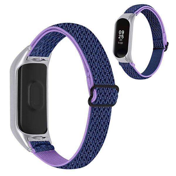 Xiaomi Mi Band 5 nylon elastisk klokkerem - Lilla / Blå Multicolor