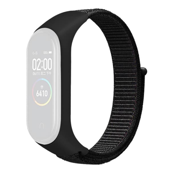 Xiaomi Mi Band 7 / 6 / 5 nylon urrem - Sort Black