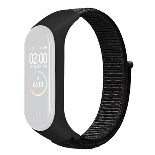 Xiaomi Mi Band 7 / 6 / 5 nylonkellon hihna - Musta Black