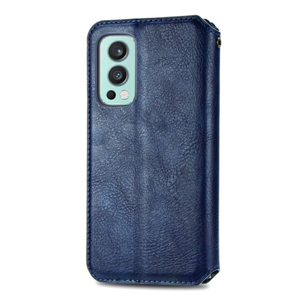 Læderetui med stilfuldt rombe aftryk til OnePlus Nord 2 5G - Blå Blue