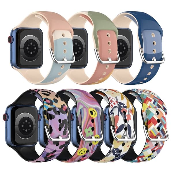 Apple Watch (41mm) IML farverigt mønster silikone urrem - Farverige Gitre Multicolor