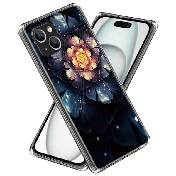 Deco iPhone 15 Plus kotelot - Värikäs Kukka Blue