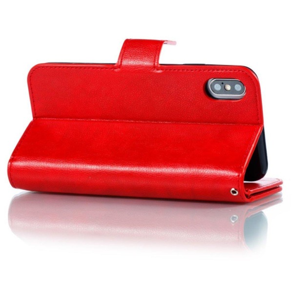 iPhone Xs Max beskyttende cover af syntetisk skind med hesteteks Red