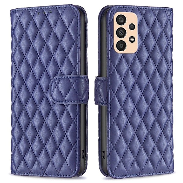 Rombuskuvioinen matta läppäkotelo Samsung Galaxy A33 5G - Sininen Blue