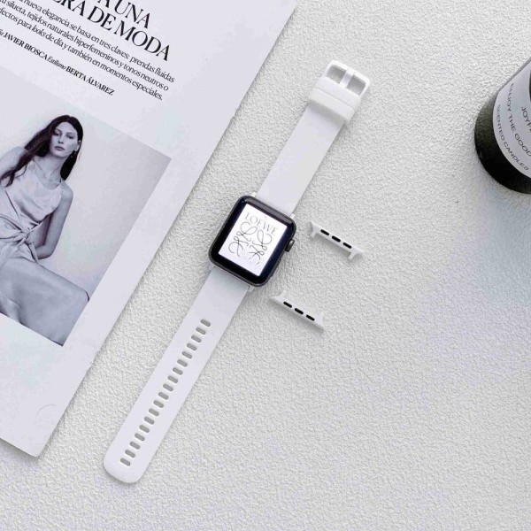 Apple Watch (45mm) kuvioitu silikoninen kellonhihna - Valkoinen White