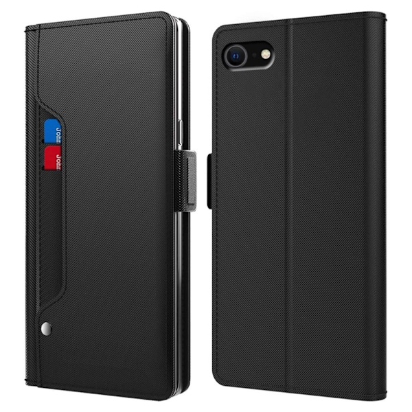 Phone Suojakotelo With Make-up Mirror And Slick Design For iPhone Se (2022) / 2020 / 8 / 7 - Musta Black