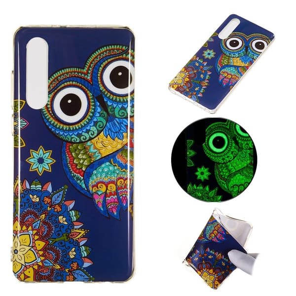 Huawei P30 Selvlysende Etui Med Mønster - Ugle Multicolor