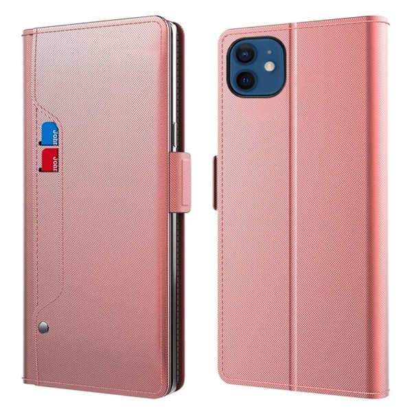 Snyggt iPhone 12 / iPhone 12 Pro fodral med sminkspegel - Rosa Rosa