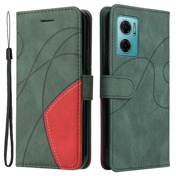 Texturerat läder Xiaomi Redmi Note 11E / Xiaomi Redmi Note 10 5G / Xiaomi Redmi 10 Prime Plus 5G fodral med handledsband - Grön Grön