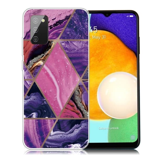 Marmordesign Samsung Galaxy A03s deksel - Lilla Og Rosa Marmor Multicolor