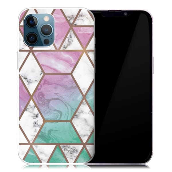 Marmordesign iPhone 13 Pro Max deksel - Hvit Diamant I Fargerik Bakgrunn Multicolor