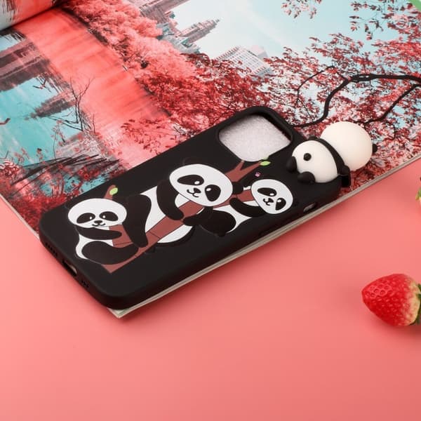 Cute 3d iPhone 12 Pro Max Etui - Tre Pandaer White