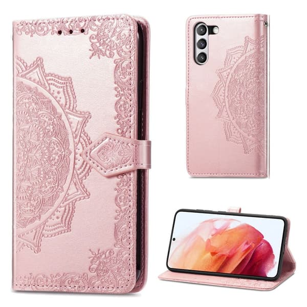Mandala Samsung Galaxy S21 FE Flip Etui - Rødguld Pink