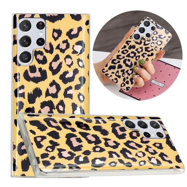 Deco Samsung Galaxy S23 Ultra skal - Galvaniserat Leopardmönster Brun