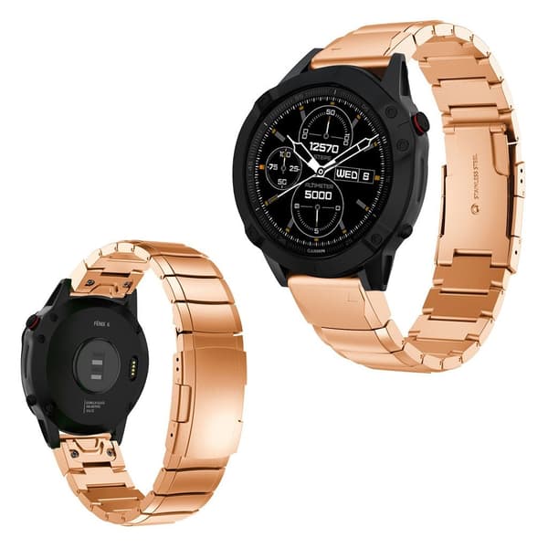 Garmin Fenix ​​6 solid rustfritt stål ur band - Gold Pink