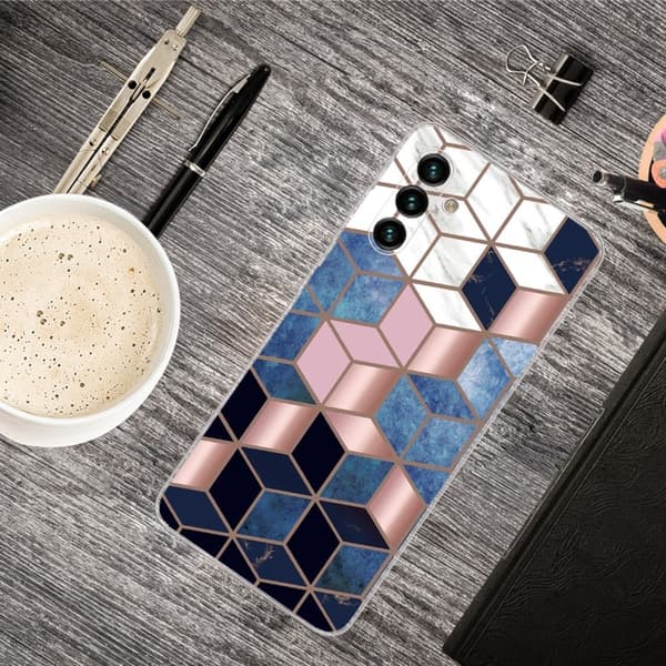 Marble Samsung Galaxy A13 5G Etui - Blå / Gull Terning Multicolor