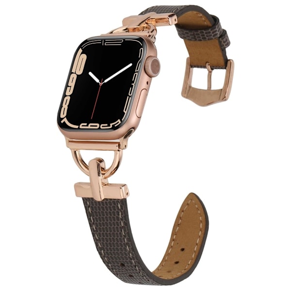 Apple Watch (45 mm) klockarmband i texturerat PU-läder - Grå / Roséguld Rosa