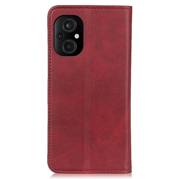 Lompakko-style Aitoa Nahkaa Läppäkotelo For Xiaomi Poco M5 - Punainen Red