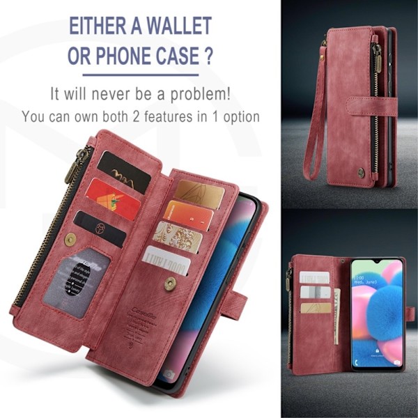 CaseMe vetoketjullinen lompakko-puhelinkotelo Samsung Galaxy A50s / Samsung Galaxy A50 / Samsung Galaxy A30s - Punainen Red