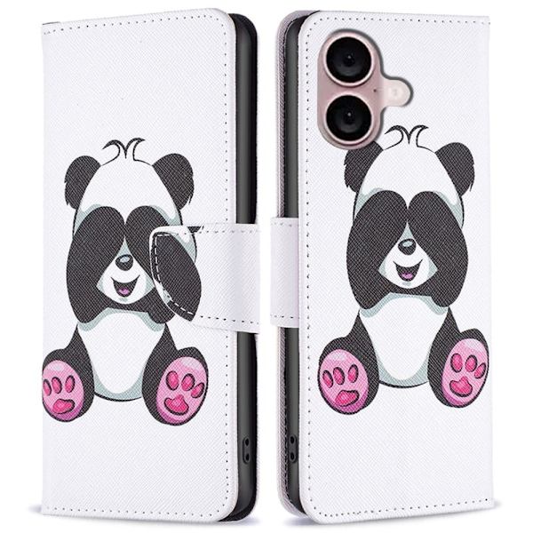 Wonderland iPhone 16 Plus flip kuoret - Panda White