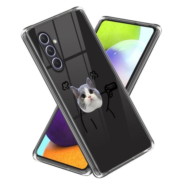 Deco Samsung Galaxy A54 Etui - Kat med A Gun Transparent