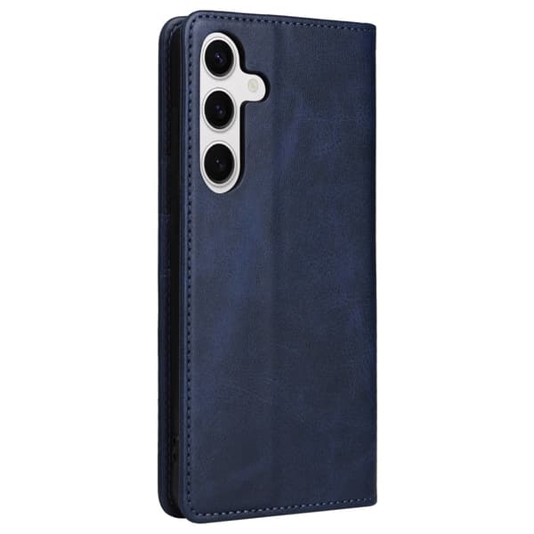 Samsung Galaxy S24 Plus och fodral RFID Blocking Vegan Leather Flip Phone Cover - Blå Blå