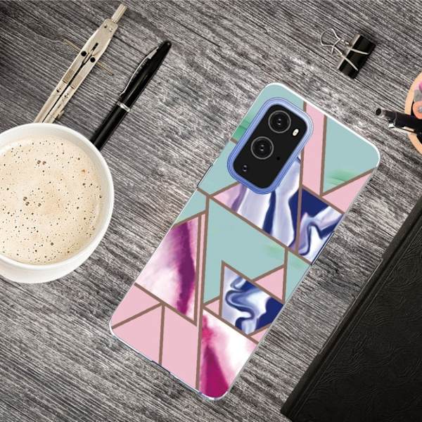 Marmormotiv OnePlus 9 Pro skal - Triangel Blitz Mönster multifärg