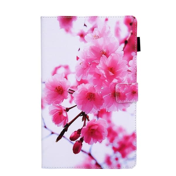 Amazon Fire Hd 10 (2019) Unique Mønster Lær Flippetui - Rød Blomster Red