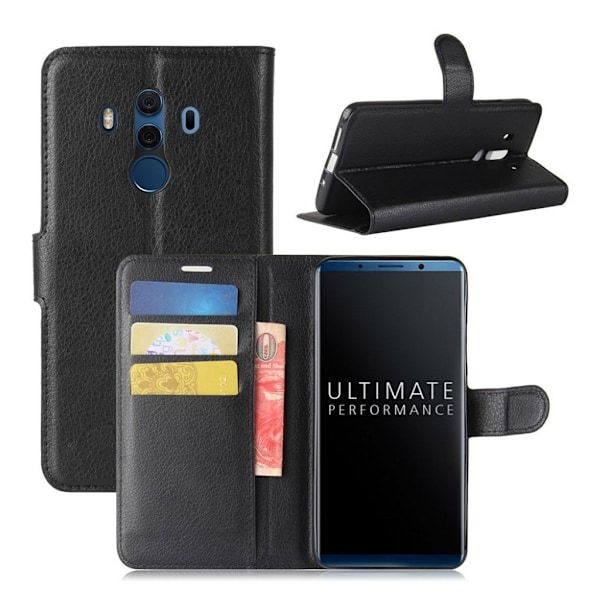 Huawei Mate 10 Pro Etui med indbygget pung - Sort Black