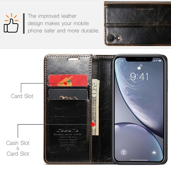 CaseMe iPhone Xr smooth etui - Brun Brown