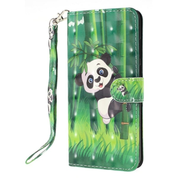 Huawei Y6 (2018) mobiletui i kunstlæder med printet mønster - Panda og bambus Multicolor