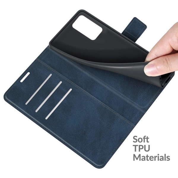 Hållbart konstläder ZTE Blade V30 Vita fodral med plånbok - Blå Blå