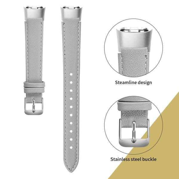 Samsung Galaxy Fit urrem i ægte læder - Grå Silver grey