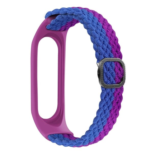Xiaomi Mi Smart Band 6 / 5 / 4 nylonfarve kontrast urrem - Blå / Lilla Multicolor
