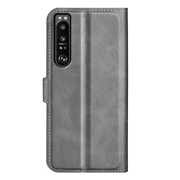 Hållbart konstläder Sony Xperia 1 IV fodral med plånbok - Silver/Grå Silvergrå