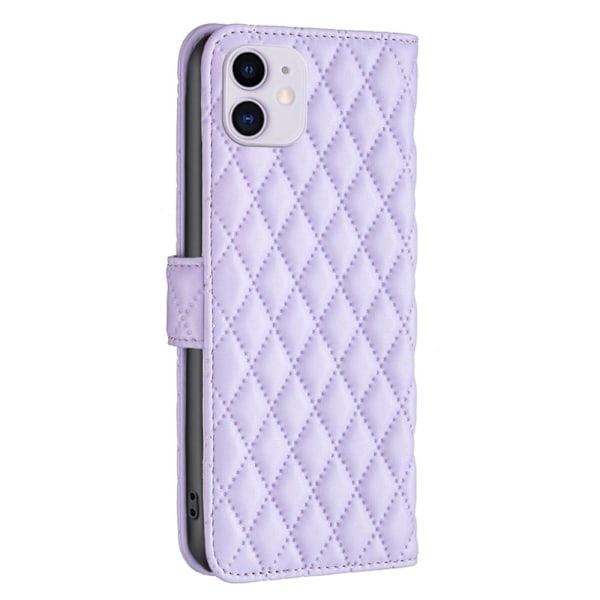 Rombemønster, matt flip-deksel for iPhone 11 - Lilla Purple