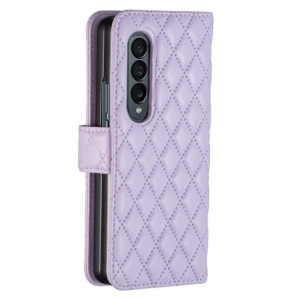 Rombemønster, matt flip-deksel for Samsung Galaxy Z Fold4 - Lilla Purple