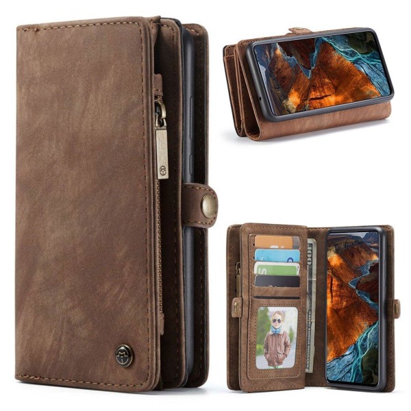 CaseMe Samsung Galaxy A51 Zipper Wallet kotelot - Ruskea Brown