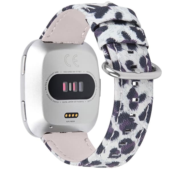 Fitbit Versa 2 / Versa Lite klokkerem i ekte skinn med leopardtekstur - Svart Multicolor