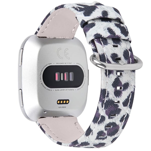 Fitbit Versa 2 / Versa Lite urrem i ægte læder med leopardstruktur - Sort Multicolor