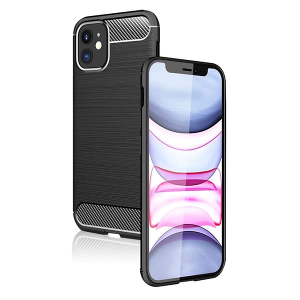 Kulfiberbørstet, fleksibelt beskyttelsescover til iPhone 12 mini - Sort Black