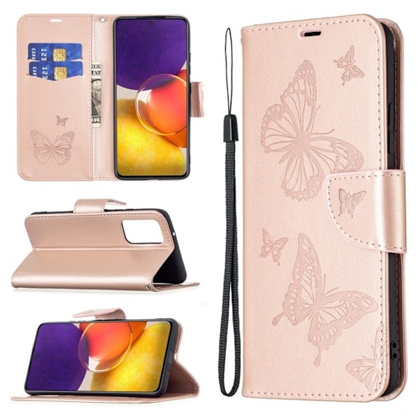 Butterfly läder Samsung Galaxy A82 5G fodral - Rosa Rosa